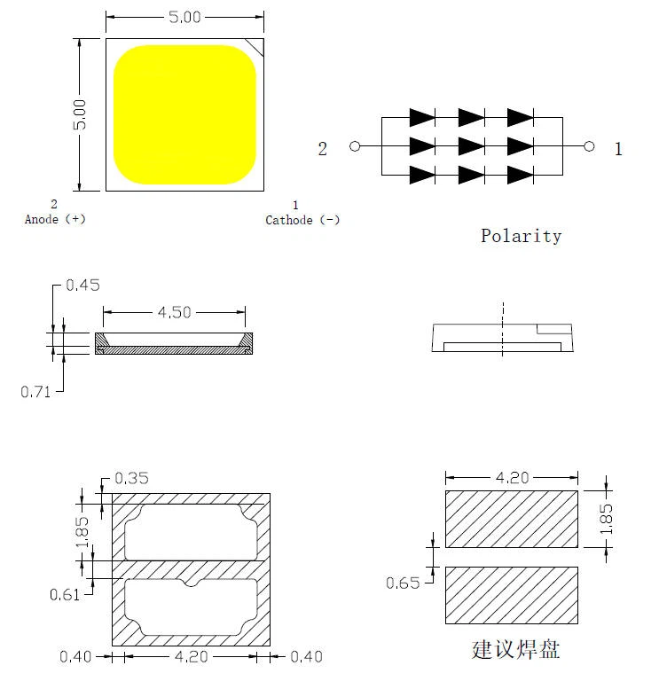 EMC 5050 smd led pkg dimensions EMC 5050 smd led pkg dimensions